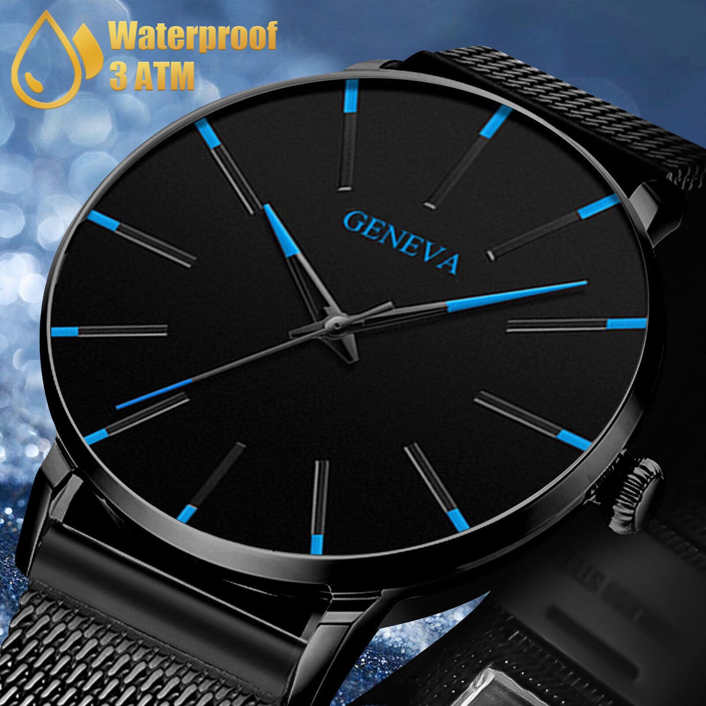 Geneva Stainless Steel Ultra Thin Waterproof Watch