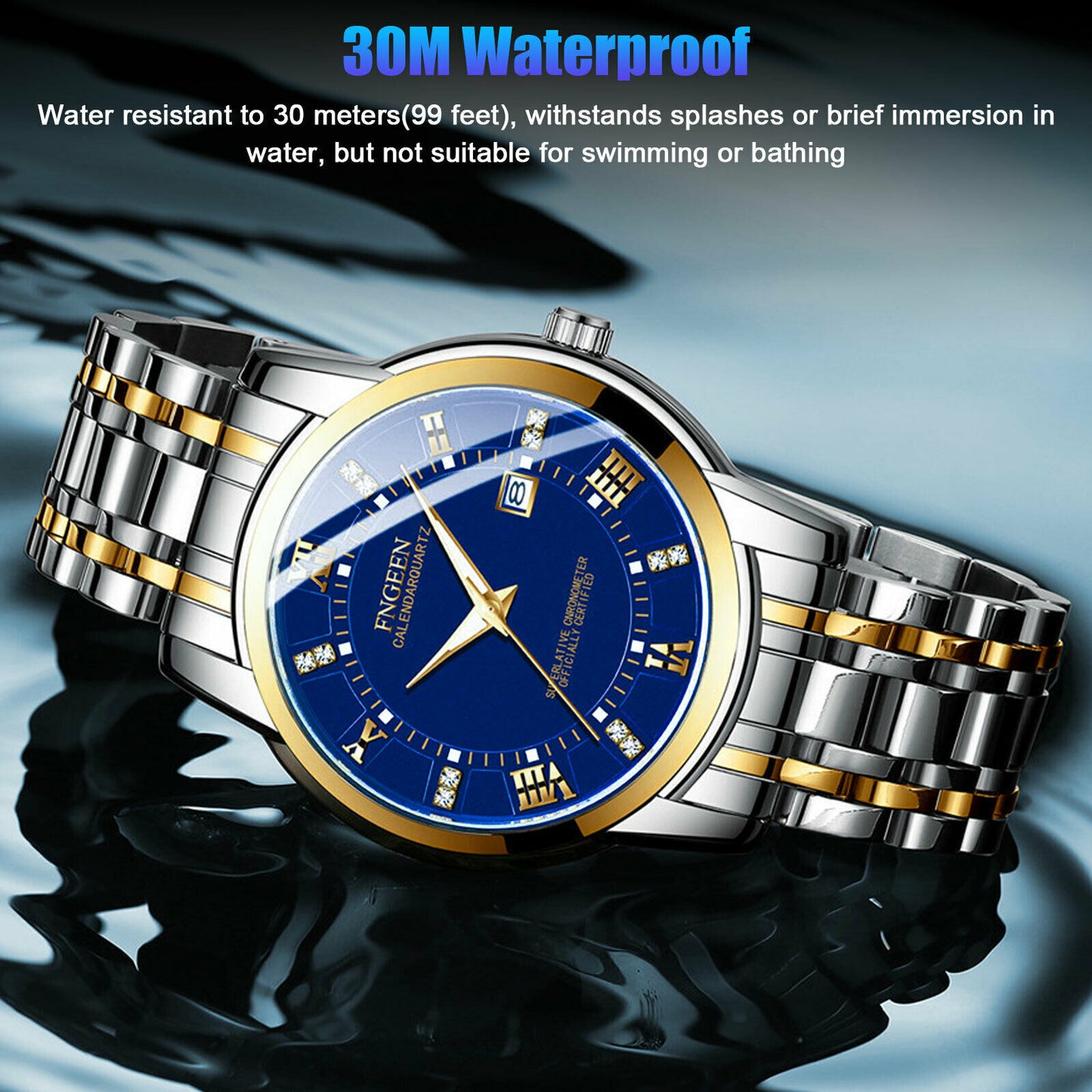 Men's Watch Waterproof Classic Relojes De Hombre Stainless Steel Quartz Luminous