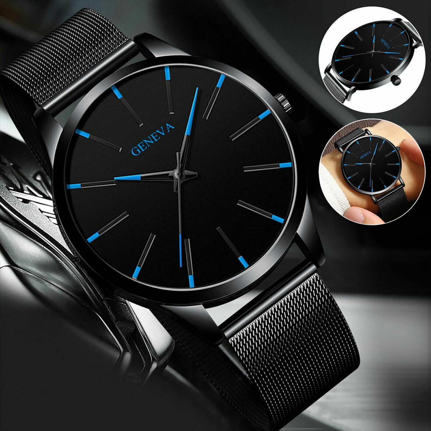 Geneva Stainless Steel Ultra Thin Waterproof Watch